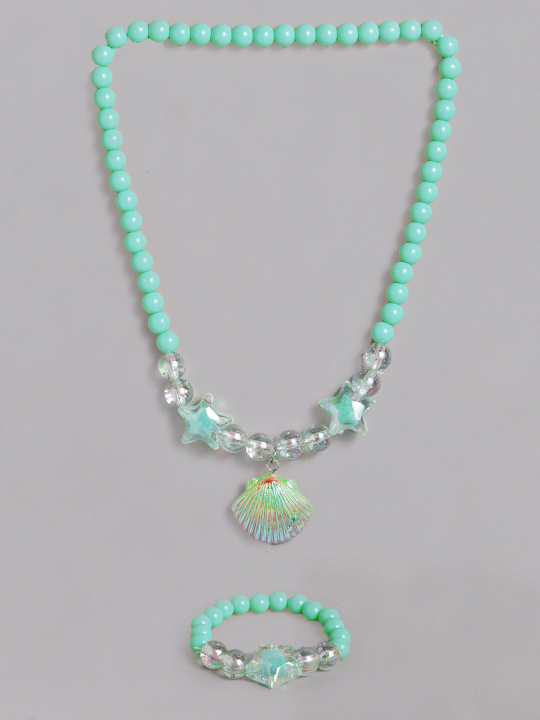 EL REGALO Girls Sea Green Beaded Necklace  Bracelet Jewellery Set