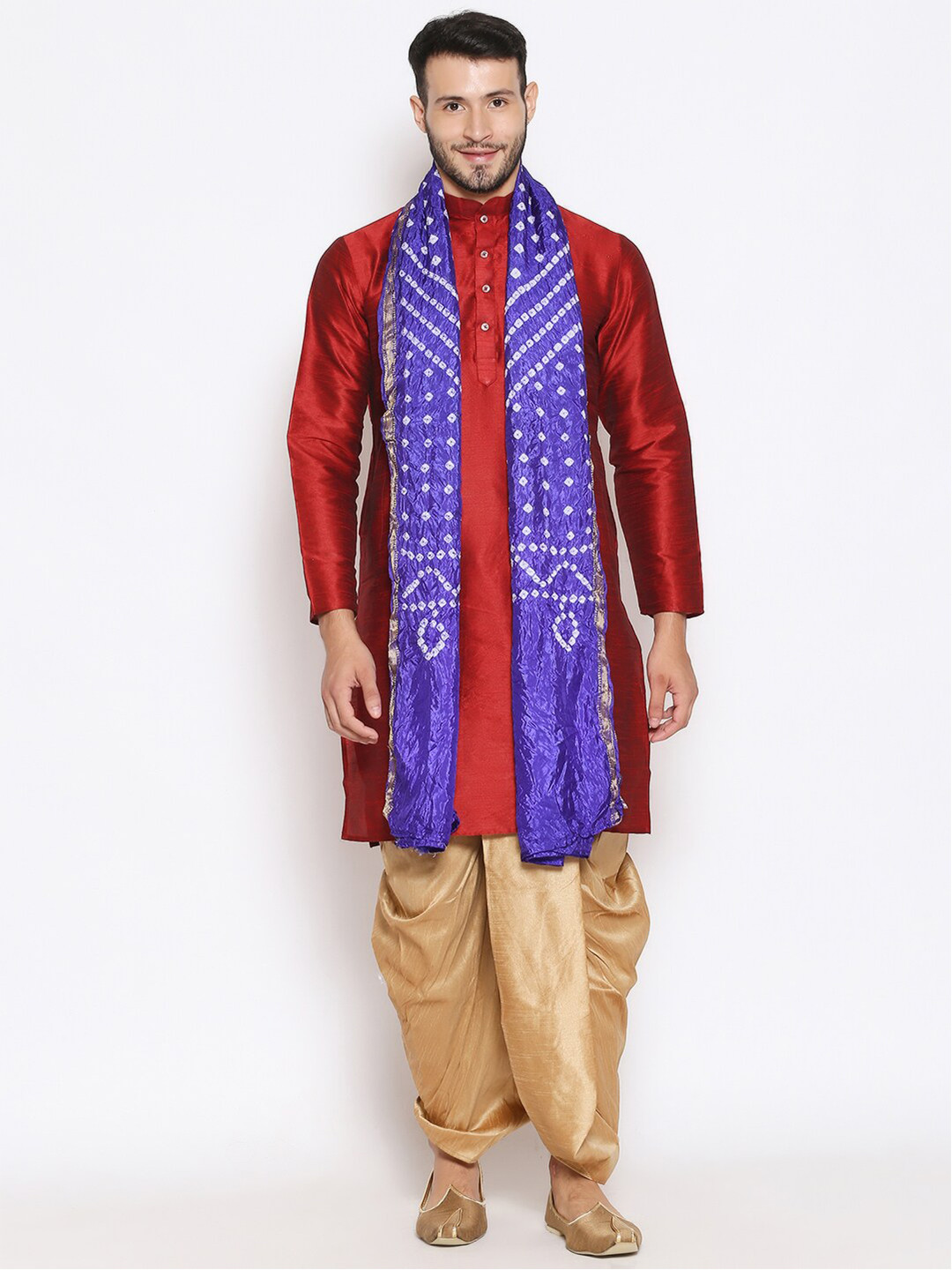 Dupatta Bazaar Men Blue & White Bandhani Dupatta