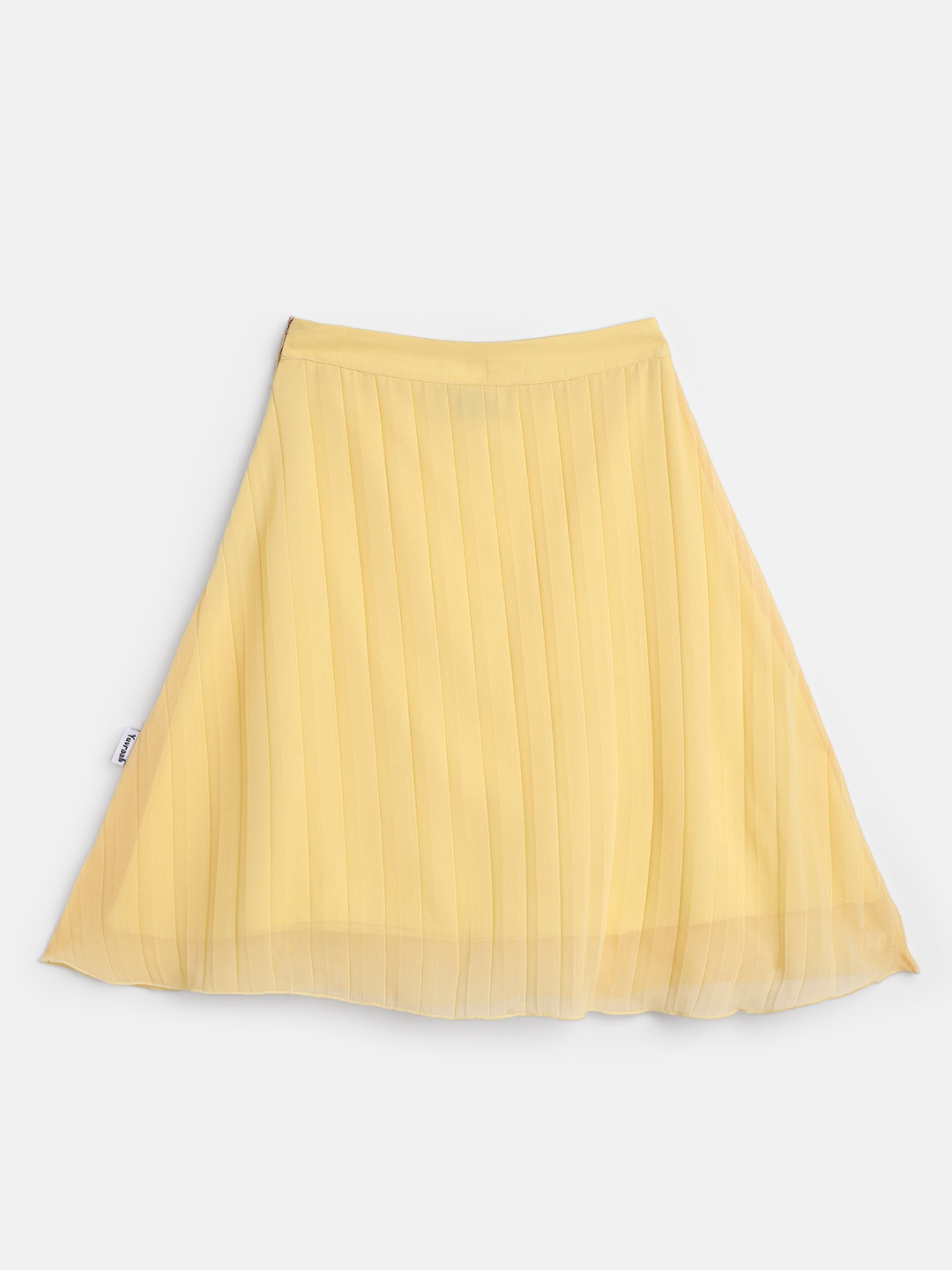 Yuvraah Girls Yellow Accordion Skirt
