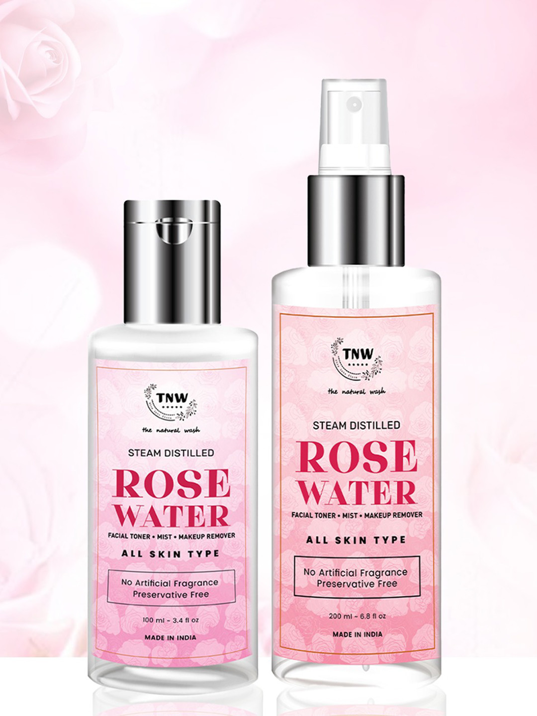 TNW the natural wash Set Of 2 Rose Water Toner - 100ml & 200ml