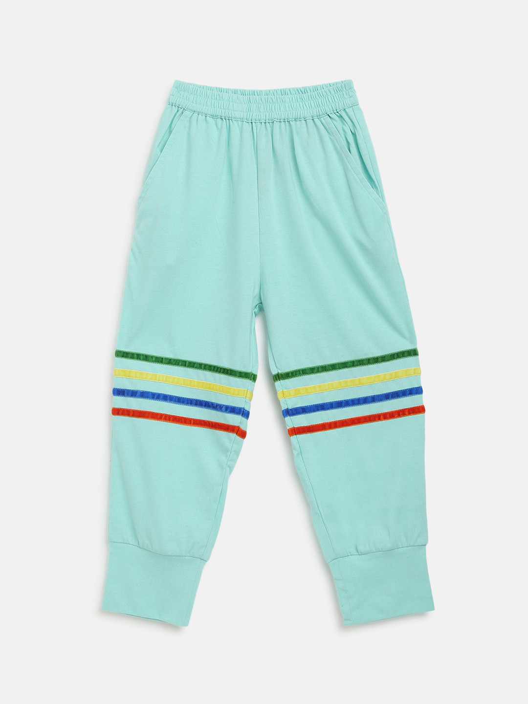 am ma Kids Blue Solid Cotton Joggers