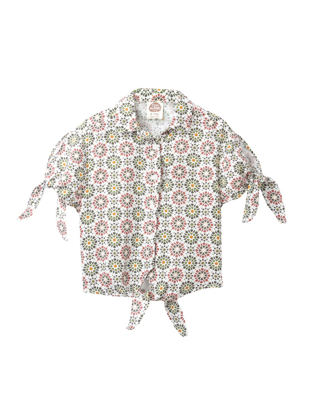 Cub McPaws White & Red Floral Print Shirt Style Top