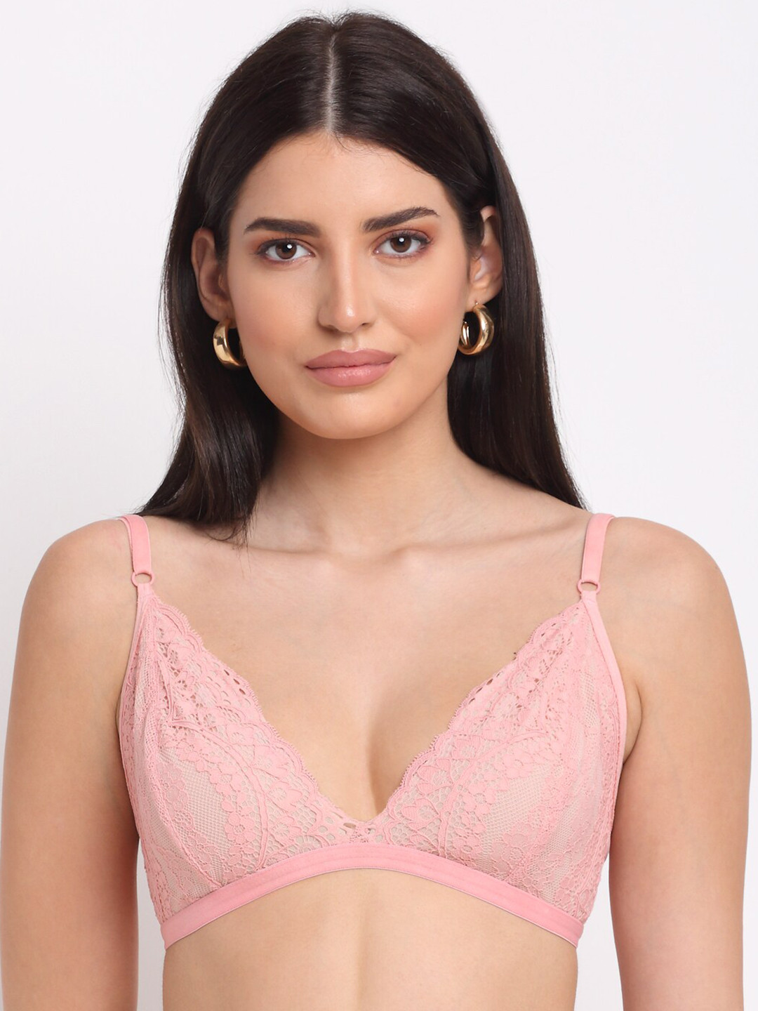 Aoba Pink Floral Lace Bralette Bra