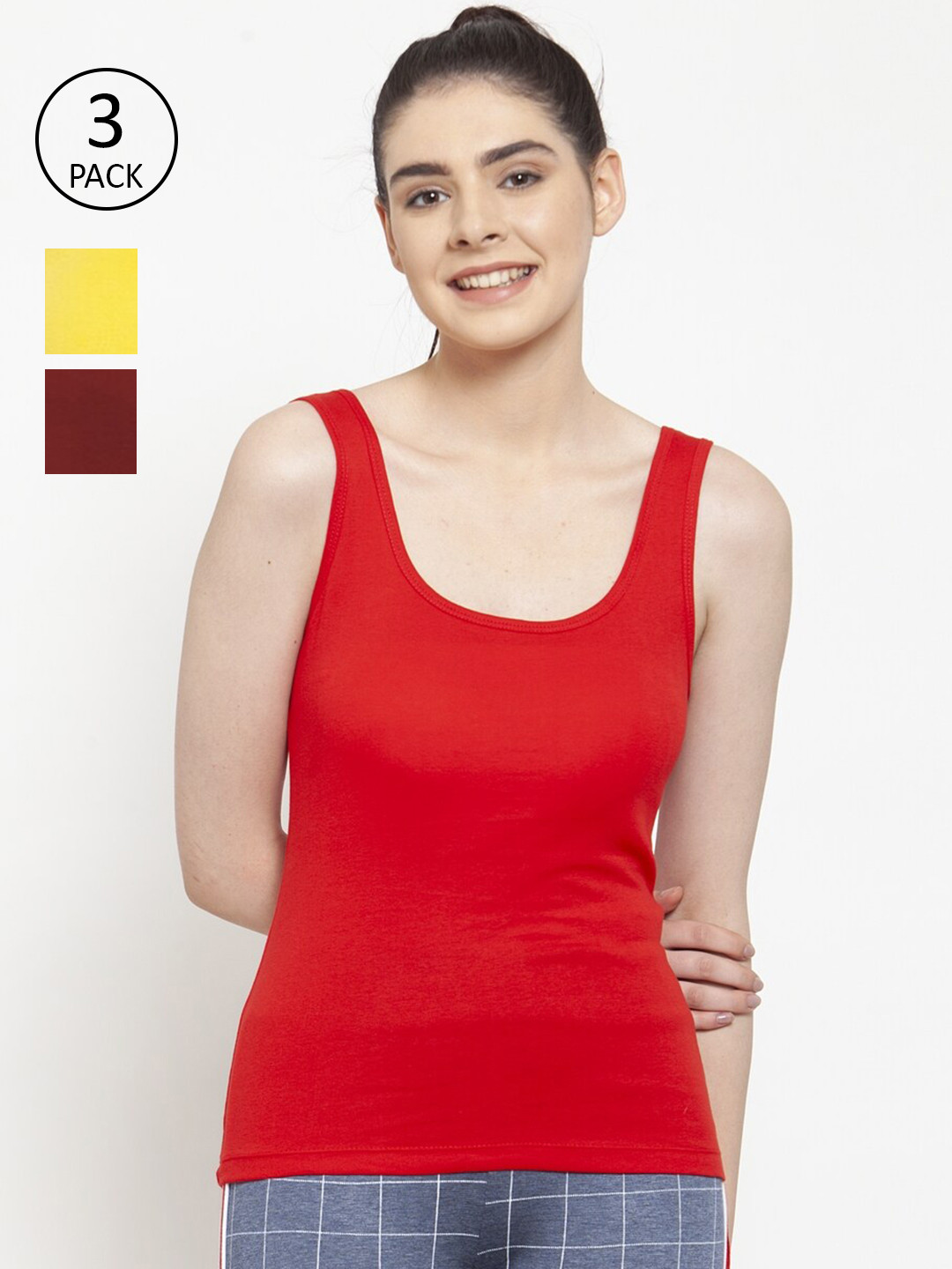 Friskers Pack of 3 Solid Tank Top