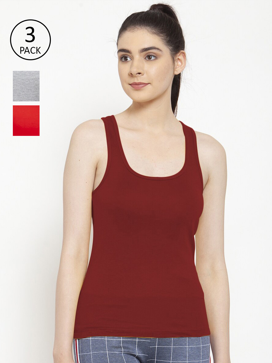 Friskers Women Casual Sleeveless Tank Top Pack of 3