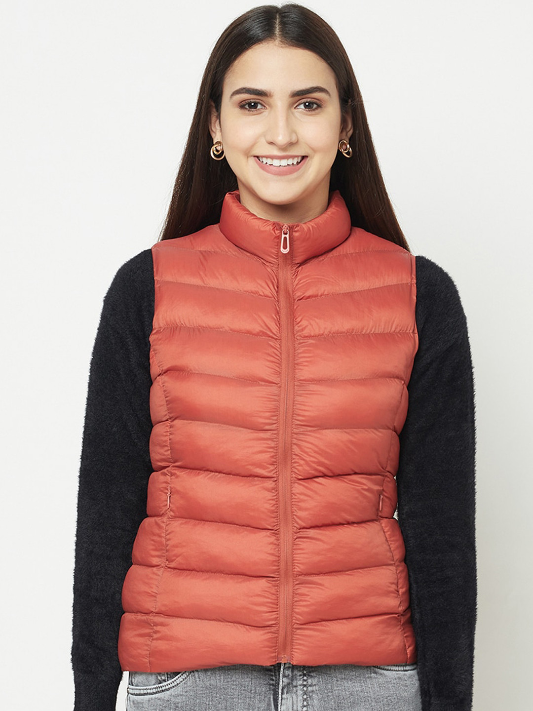 METTLE Women Orange Puffer Jacket