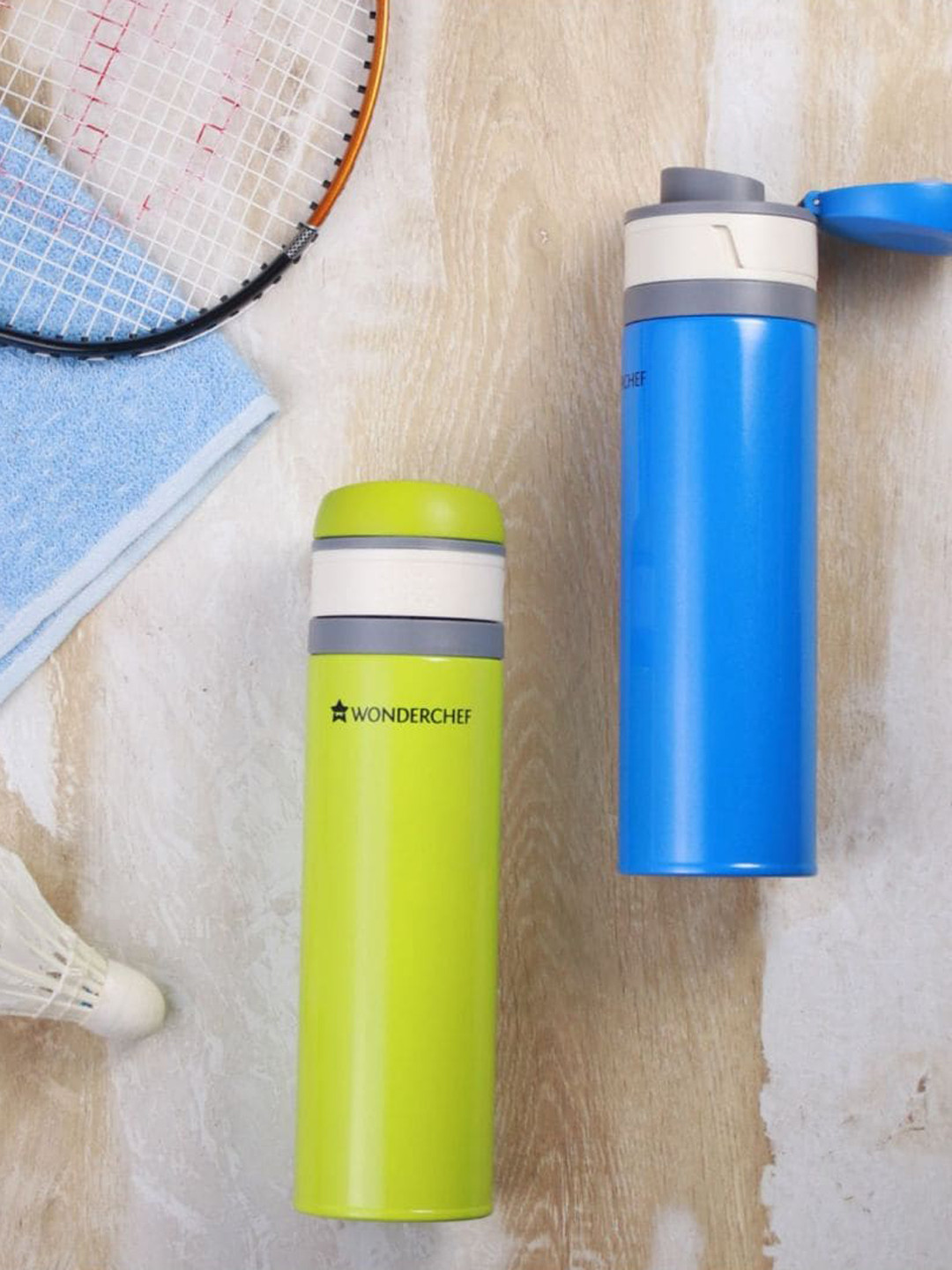 Wonderchef Uni-Bot Blue Brand Logo Stainless Steel Double Wall Vacuum Flask - 500ml