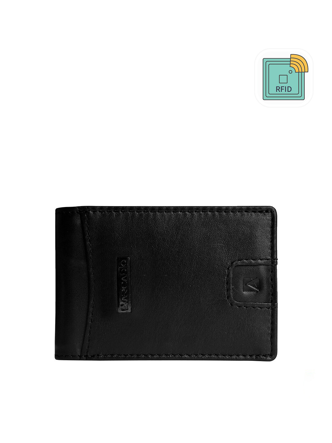 ARCADIO Men Black Solid Leather Two Fold Wallet with RFID Protection