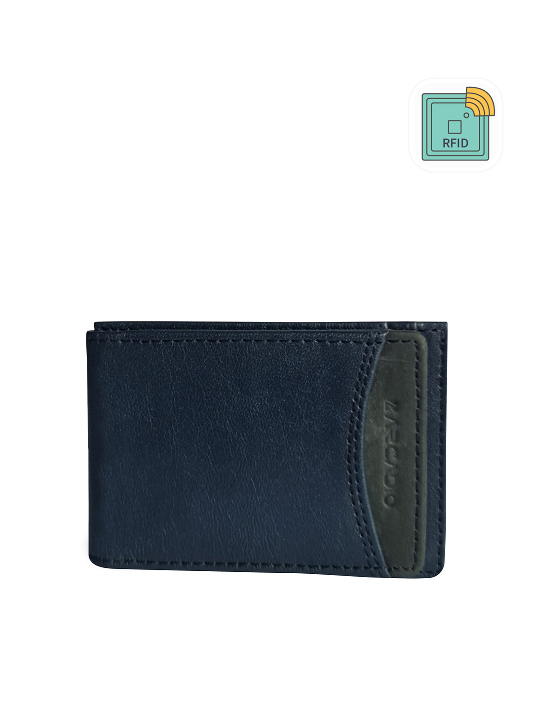 ARCADIO Men Navy Blue Leather RFID Money Clip