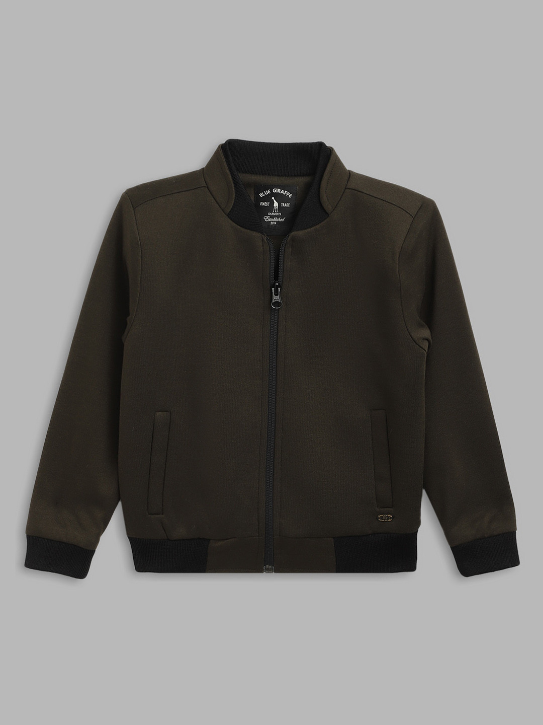 Blue Giraffe Boys Olive Green Bomber Jacket