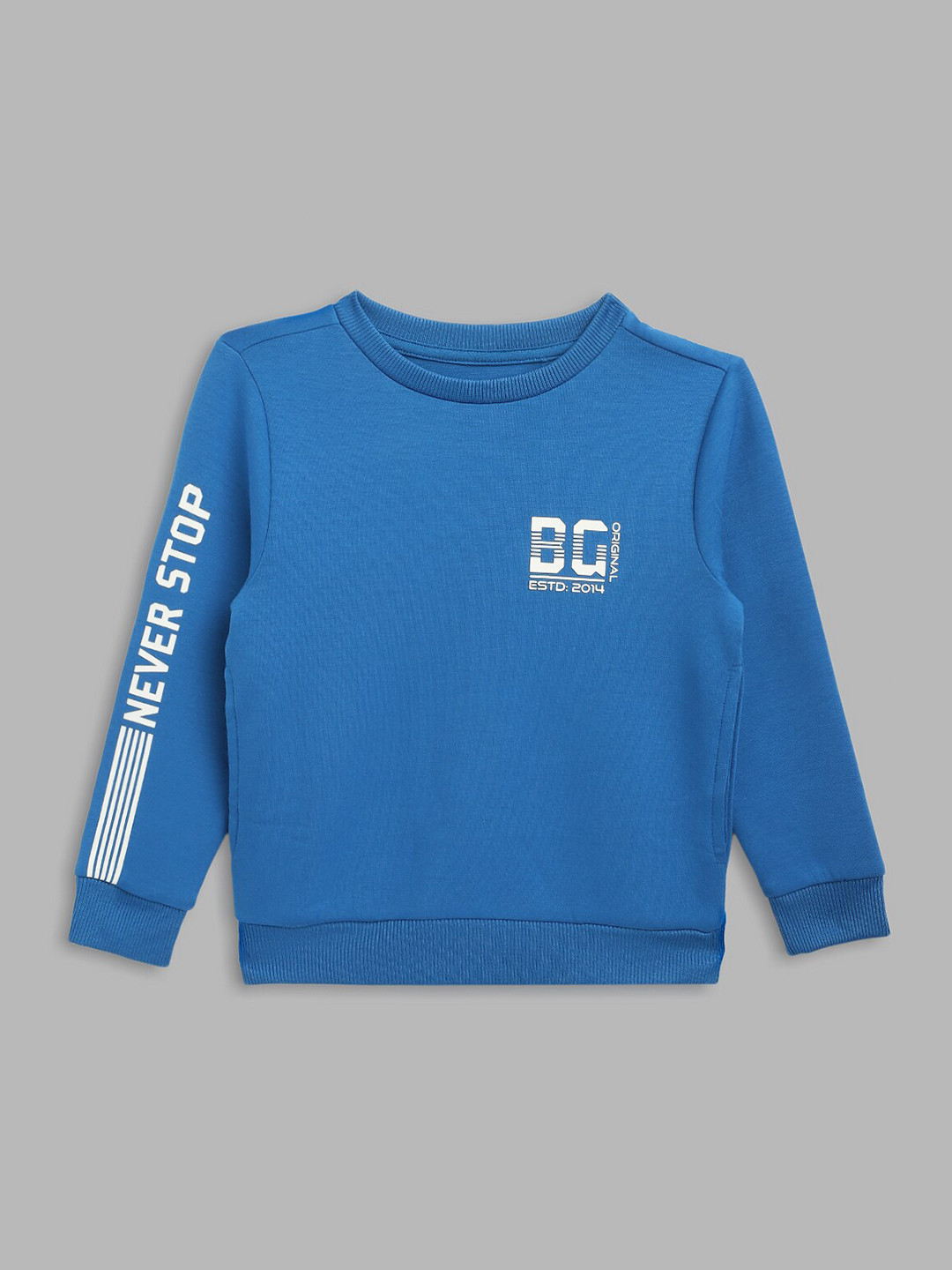 Blue Giraffe Boys Blue Cotton Sweatshirt with Printed Detail