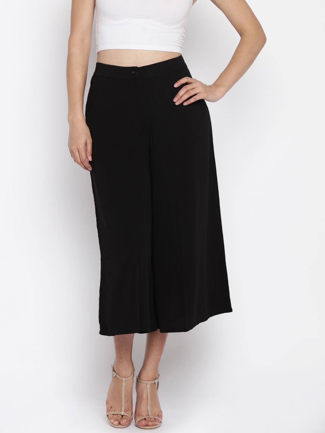 Buy CODE By Lifestyle Black Palazzo Trousers - Palazzos for Women 1047002 |  Myntra