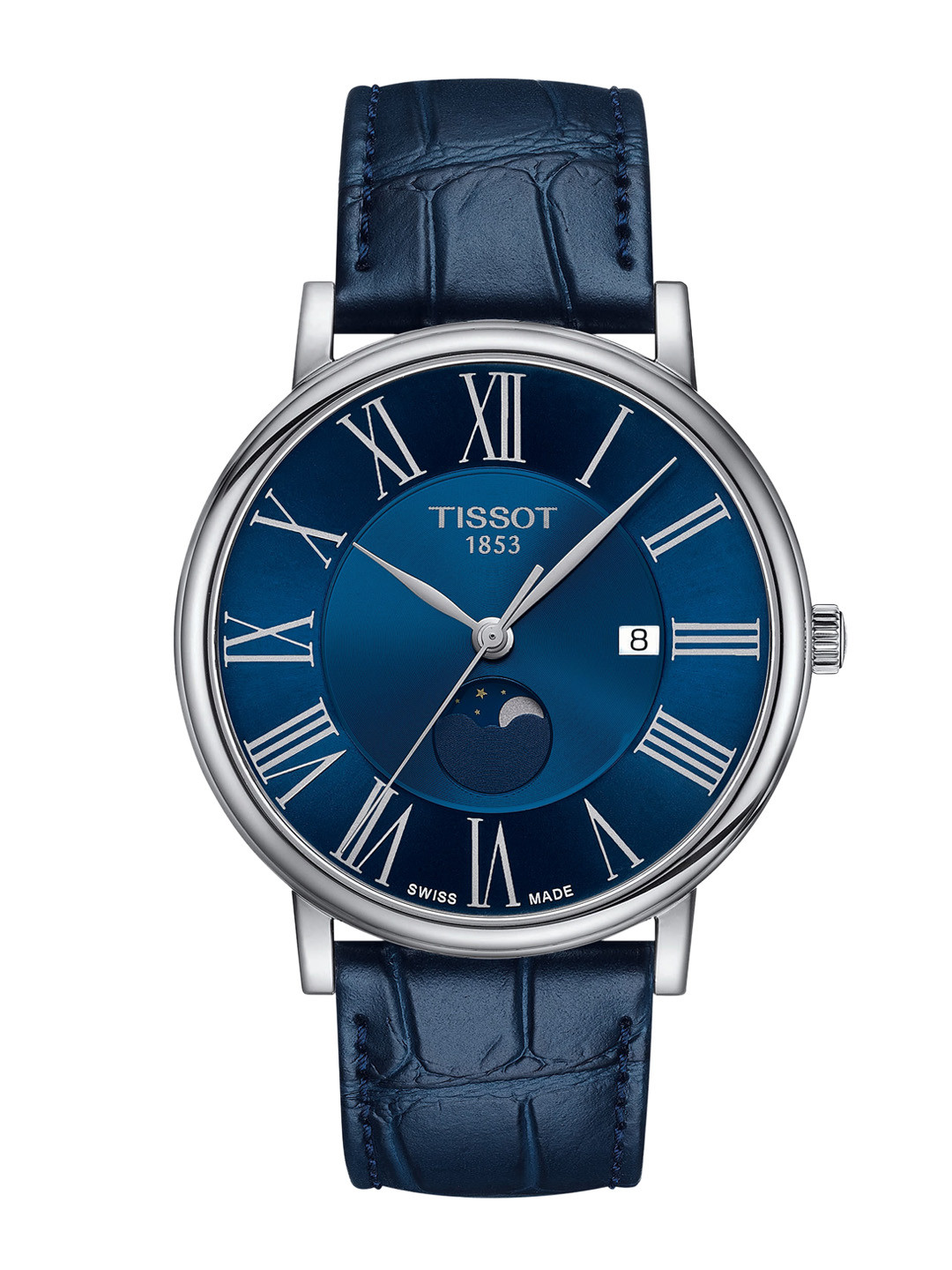 TISSOT Men Blue Dial & Blue Leather Textured Straps Analogue Watch T1224231604300