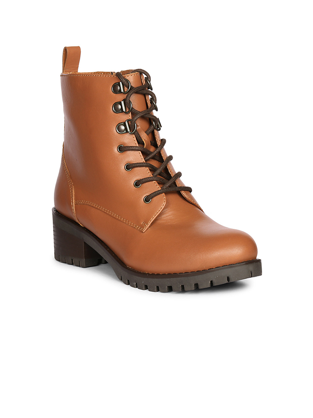 Saint G Women Tan Brown Leather Ankle Boots