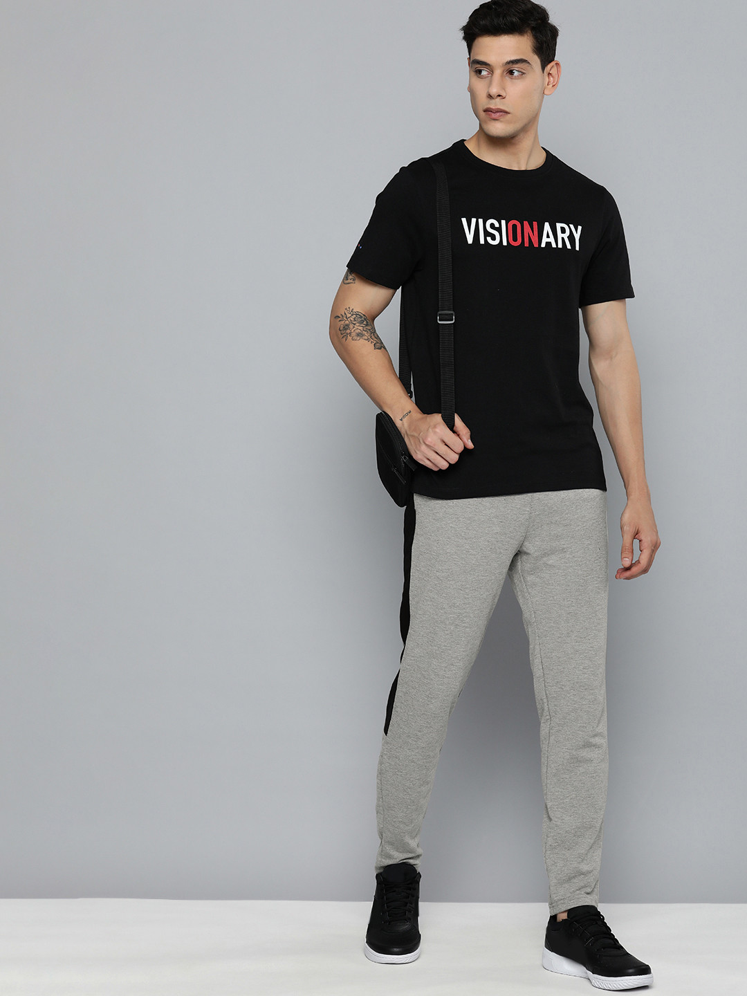 Harvard Men grey Melange Side Striped Track Pants