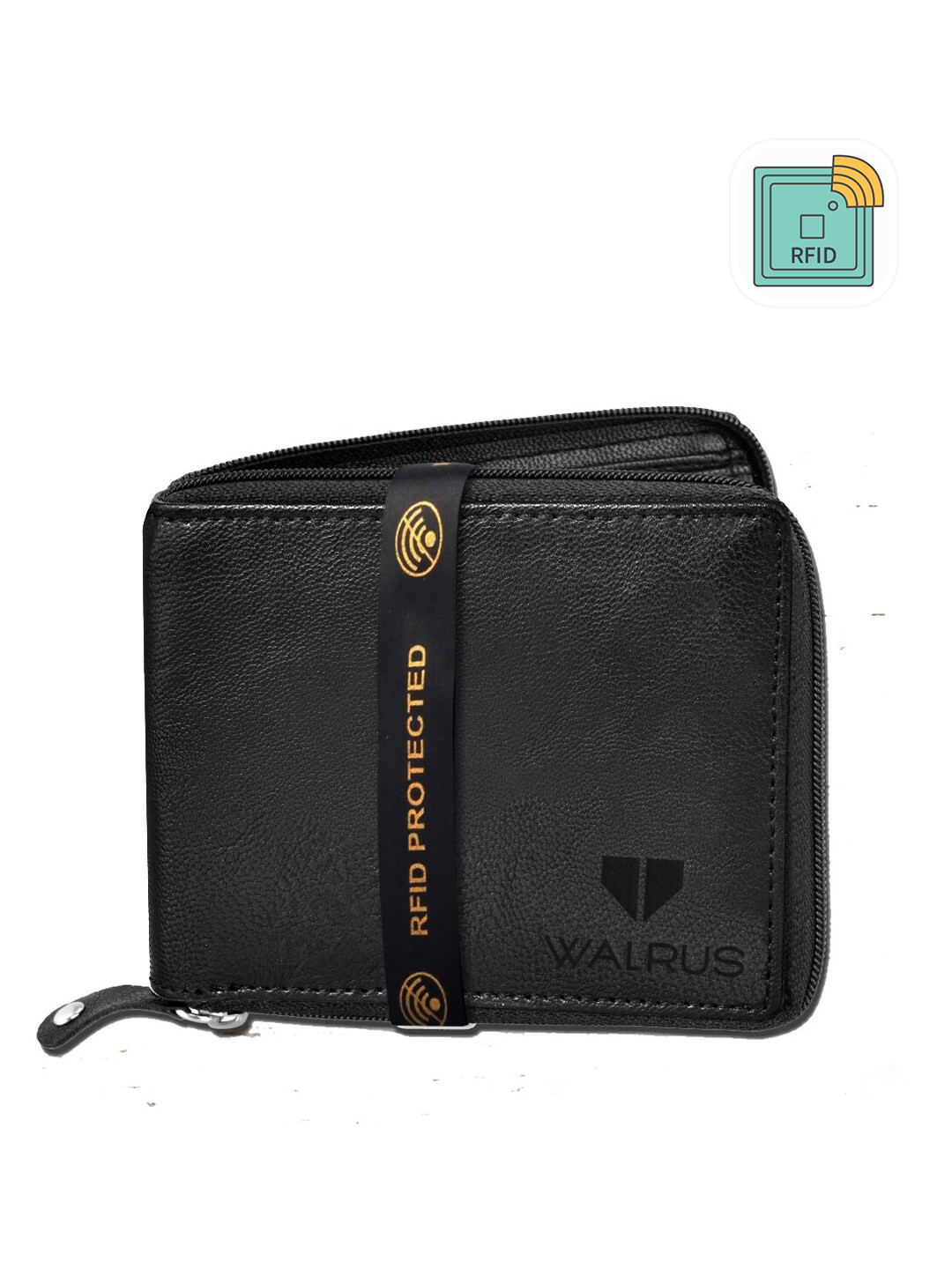 Walrus Men Black Zip Around Wallet