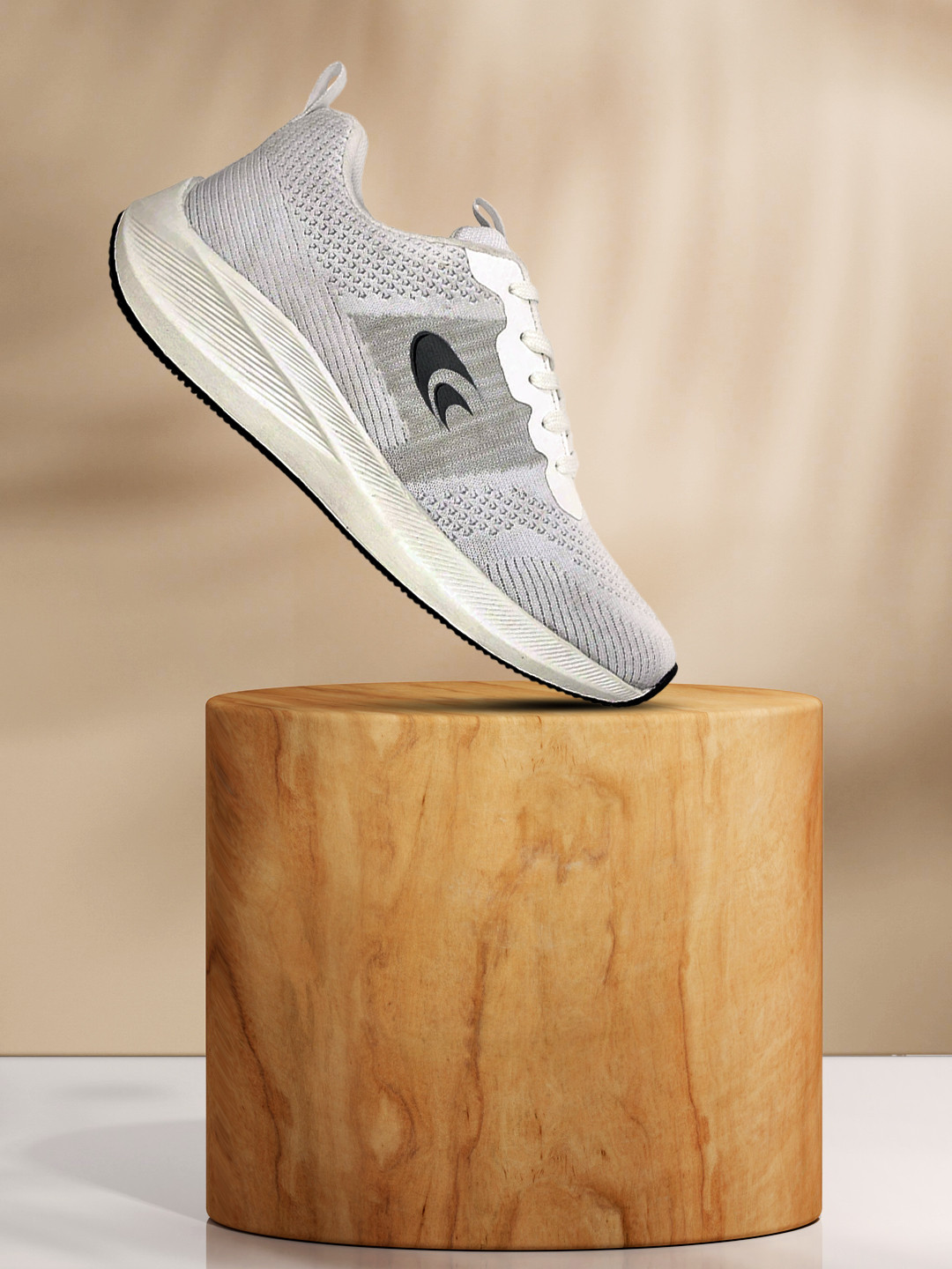 Allen Cooper Men White Mesh Running Shoes