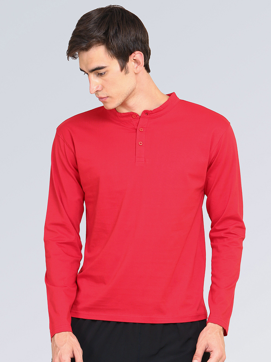 appulse Men Red Henley Neck Pockets T-shirt