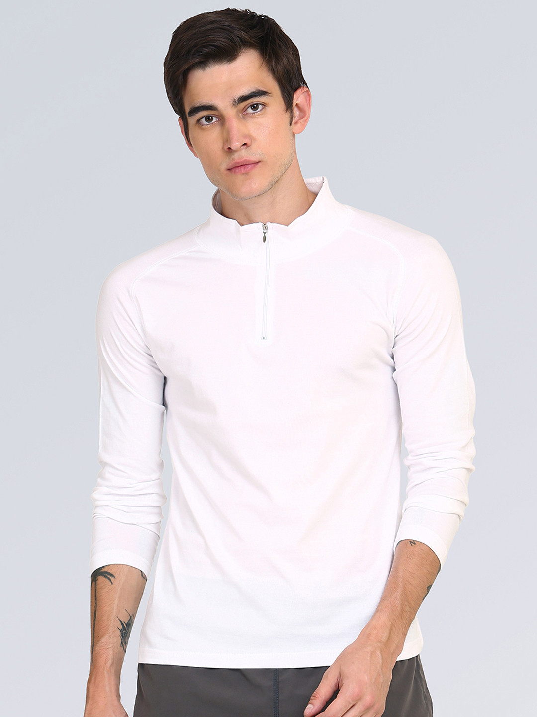 appulse Men White High Neck Raglan T-shirt