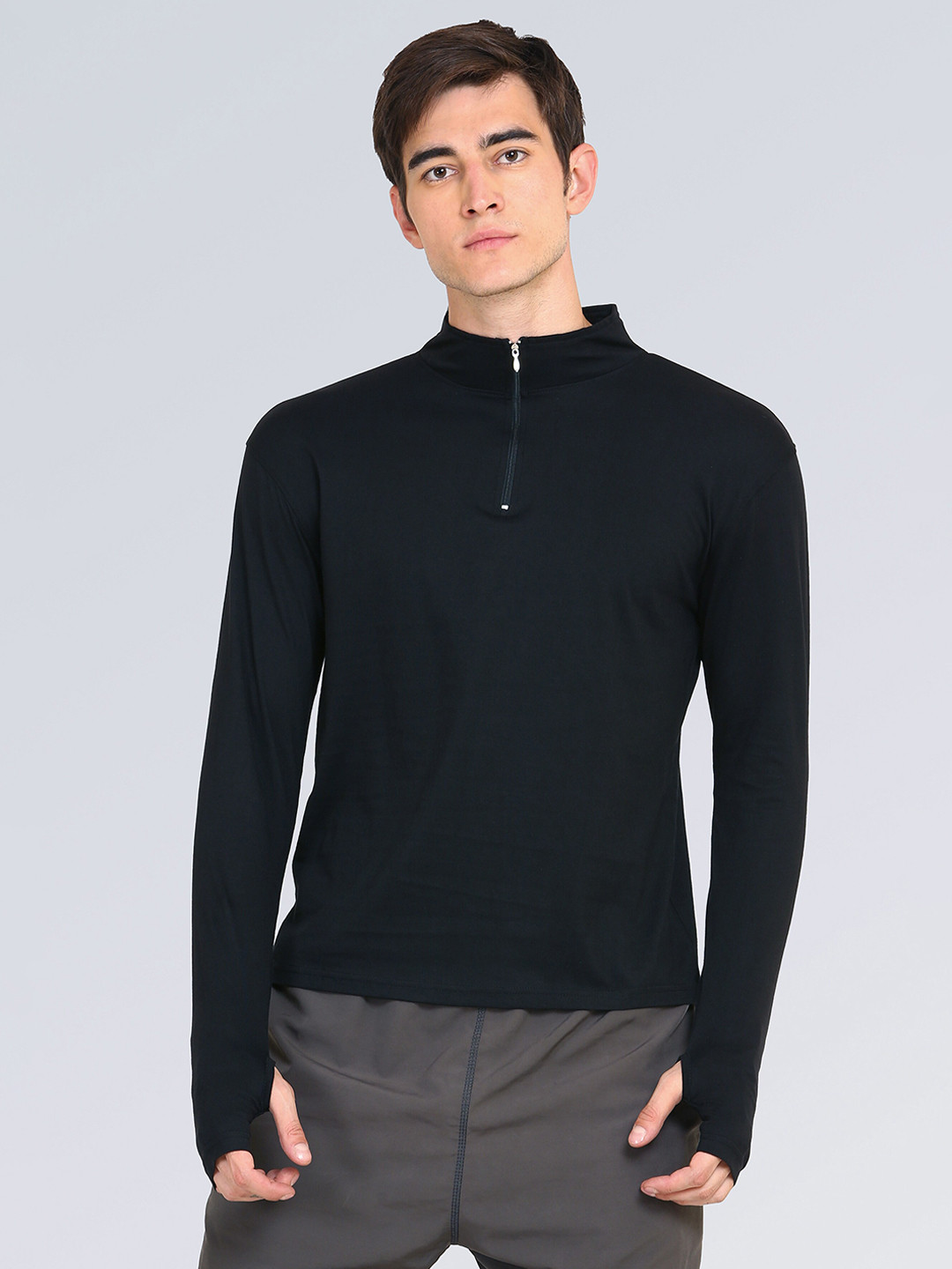 appulse Men Black High Neck T-shirt