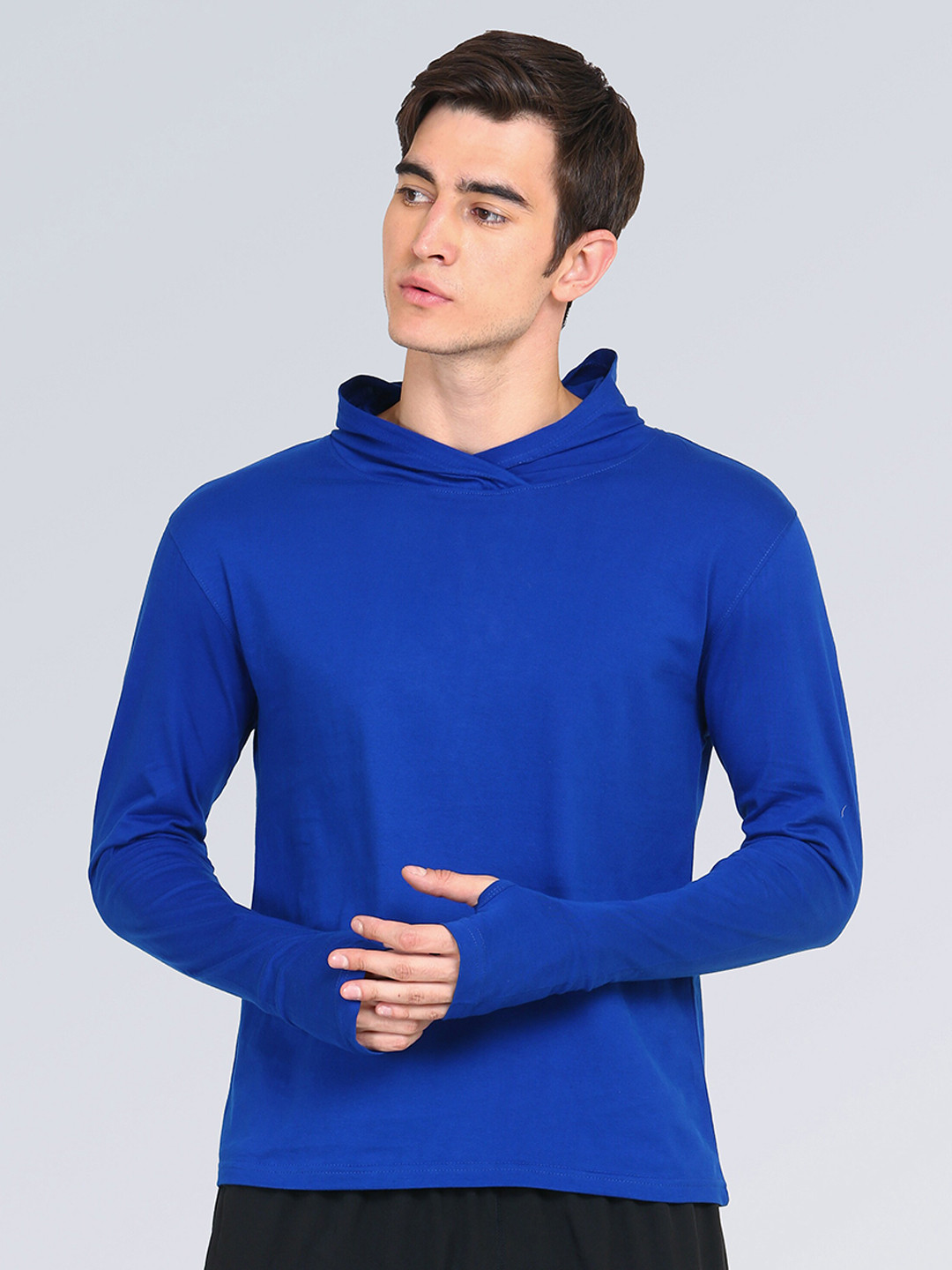 appulse Men Pack of 2 Blue Hoodie Thumbopen T-Shirt
