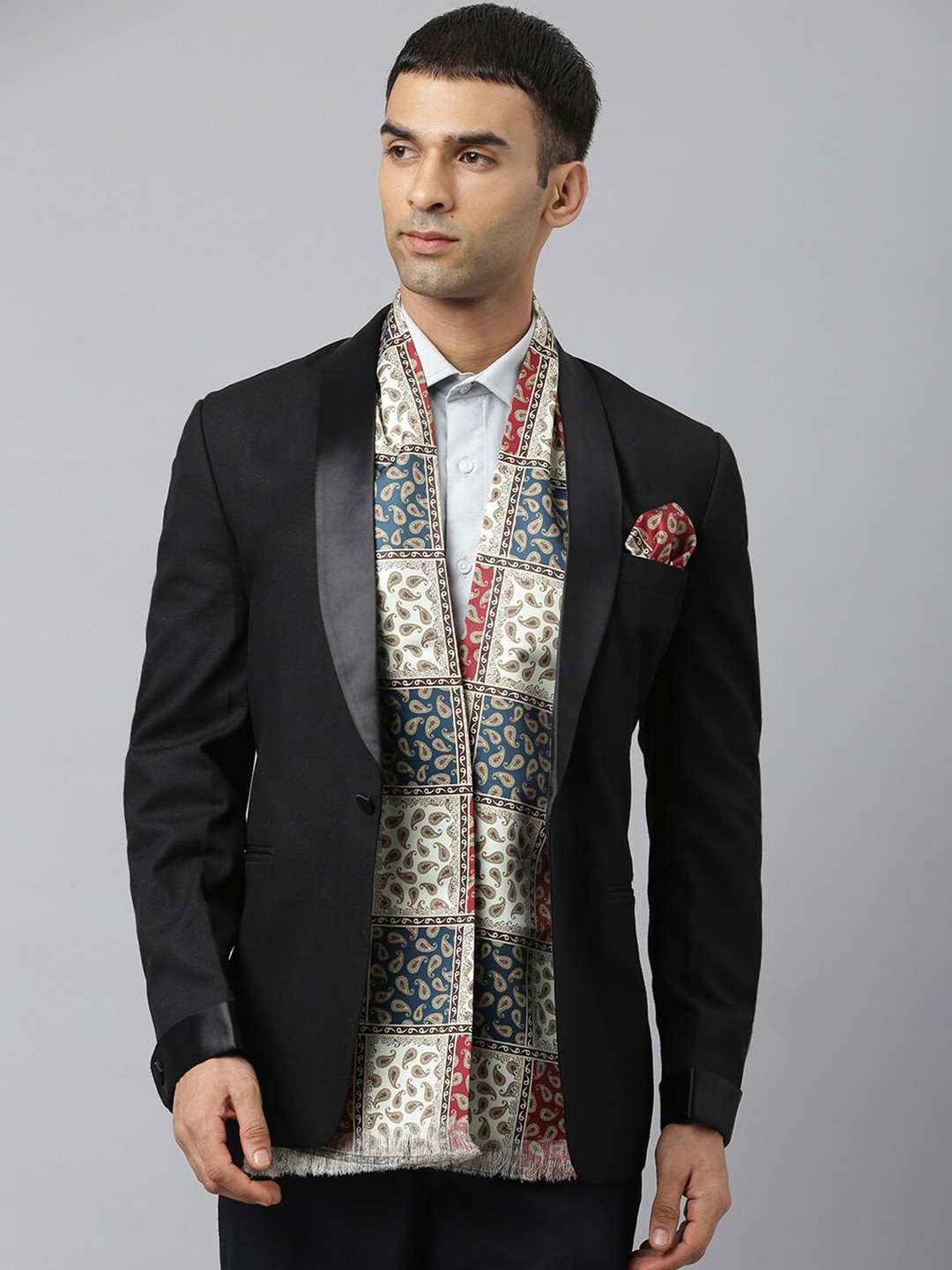 Tossido Men Multicolour Paisley Printed Stole & Pocket Square Set