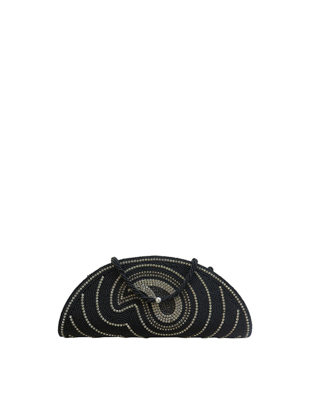 Spice Art Black & White Beaded Hand Embroidered Clutch