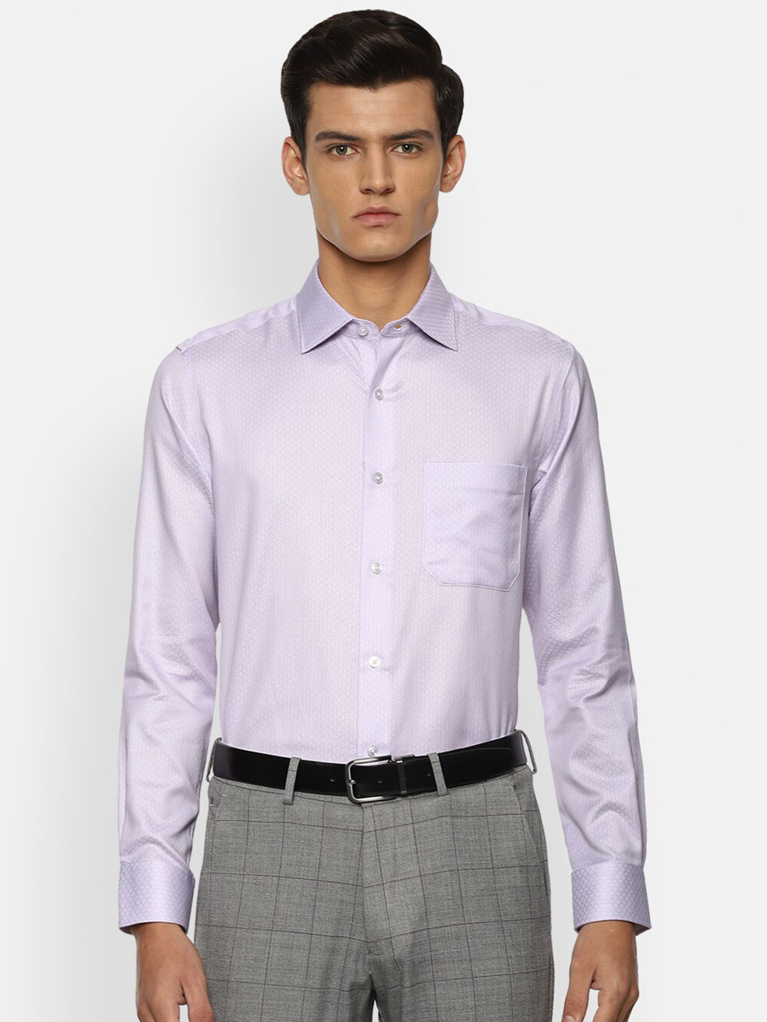 Louis Philippe Gods & Kings  Men Purple Opaque Giza Cotton Formal Shirt