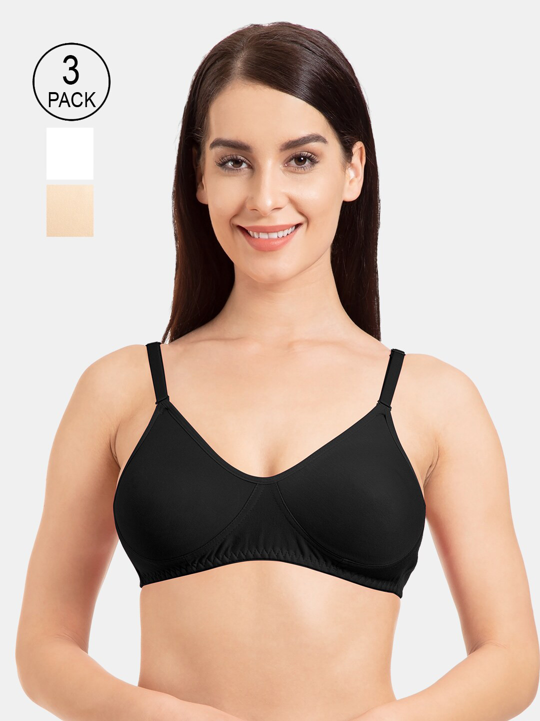 Tweens Pack of 3 Non Padded Cotton-Blend Concealer & Side-Shaper T-Shirt Bra