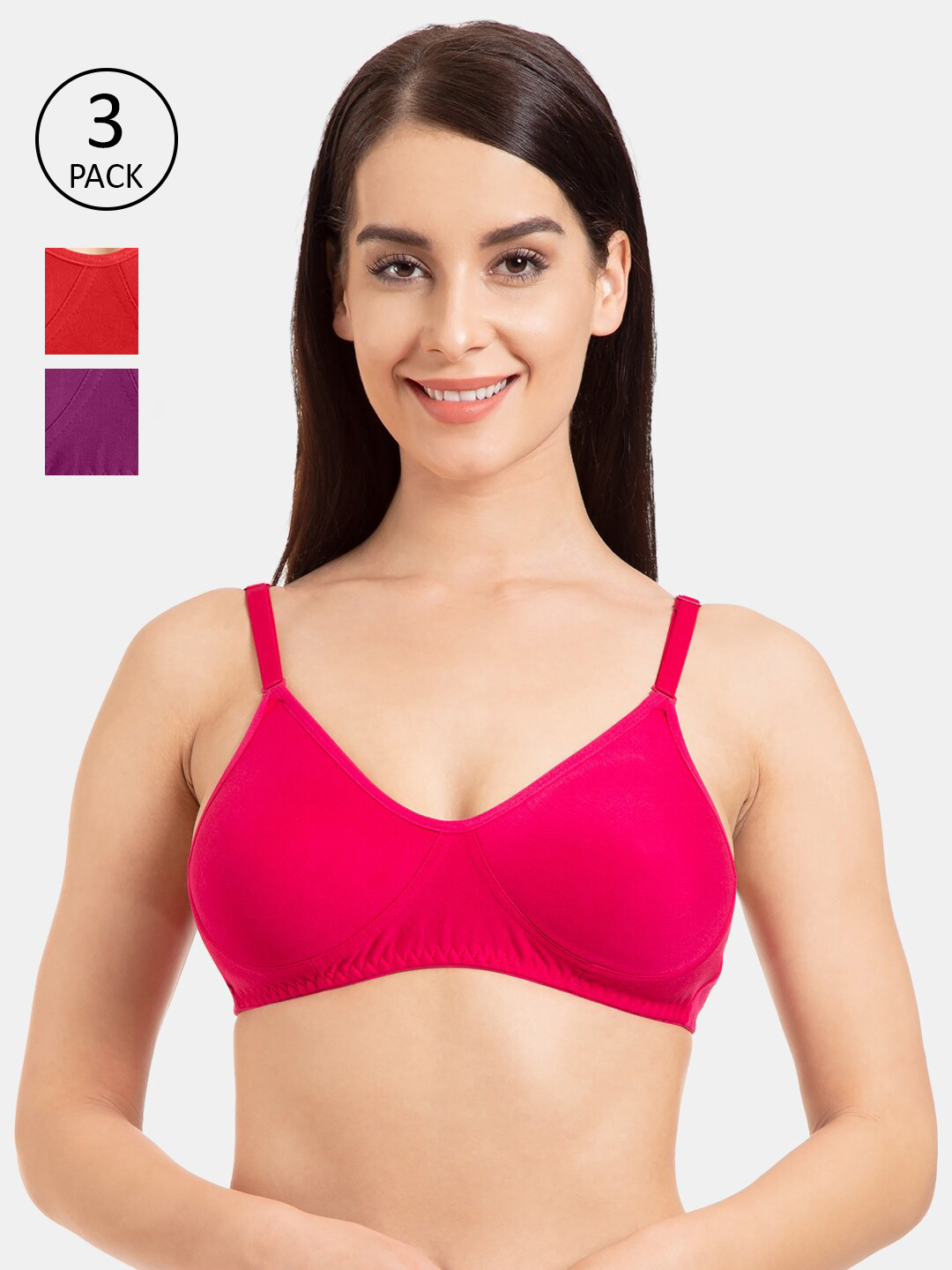 Tweens Pack of 3 Non Padded Cotton-Blend Concealer & Side-Shaper T-Shirt Bra