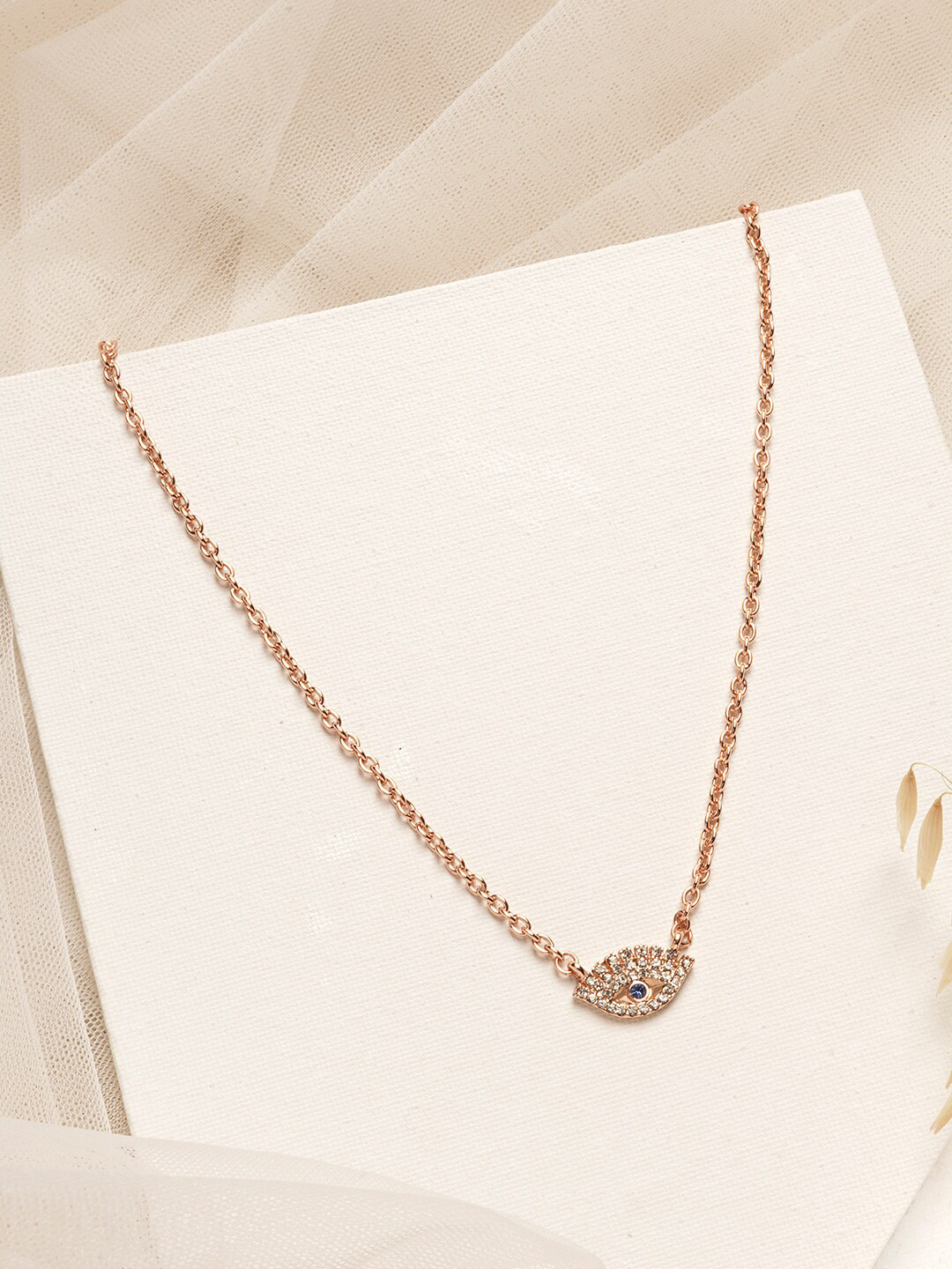 JOKER & WITCH Women Rose Gold-Toned I See You Evil Eye Necklace