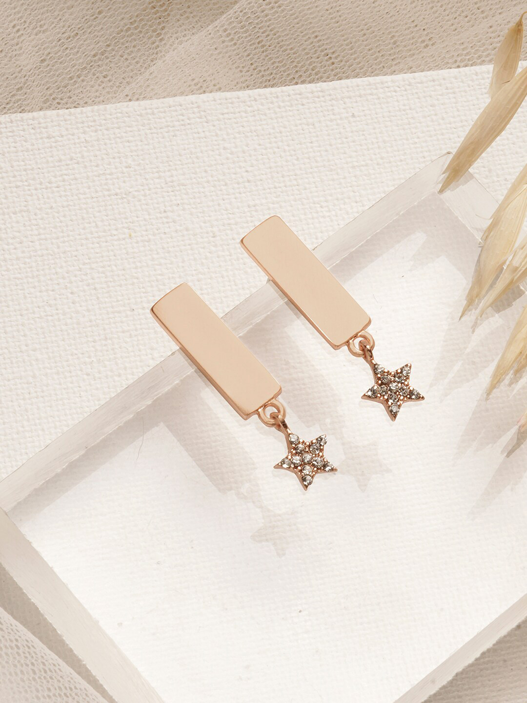 JOKER & WITCH Beige & Gold-Toned Contemporary Morning Glow Drop Earrings