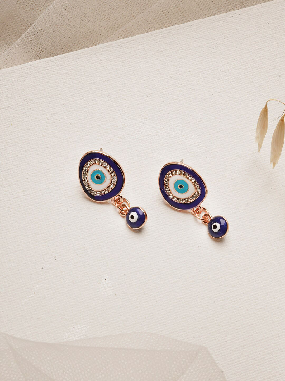 JOKER & WITCH Rose Contemporary Felix Blue Evil Eye Drop Earrings