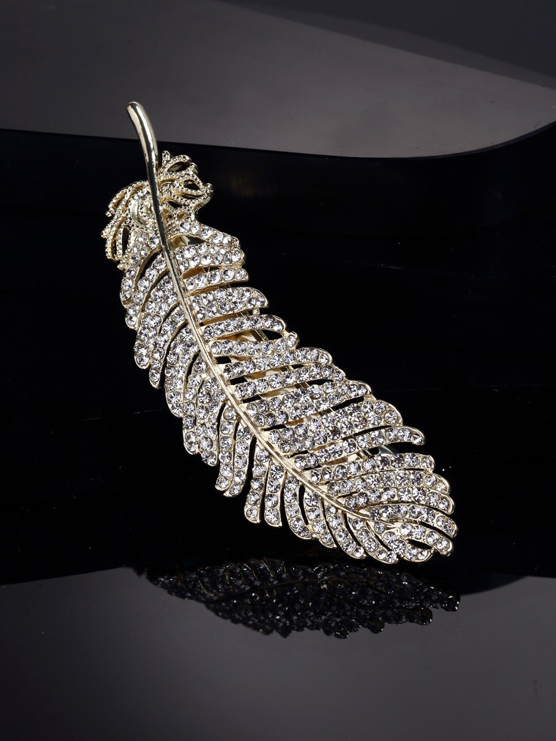VOGUE PANASH Women Gold-Toned & White Embellished French Barrette