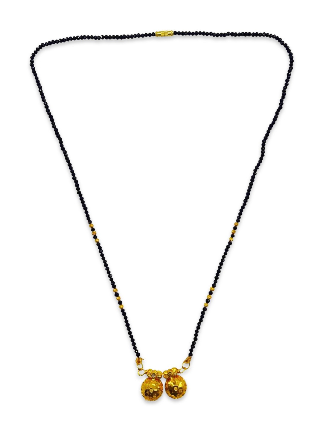 Digital Dress Room Gold-Plated Black Crystal Beaded Mangalsutra