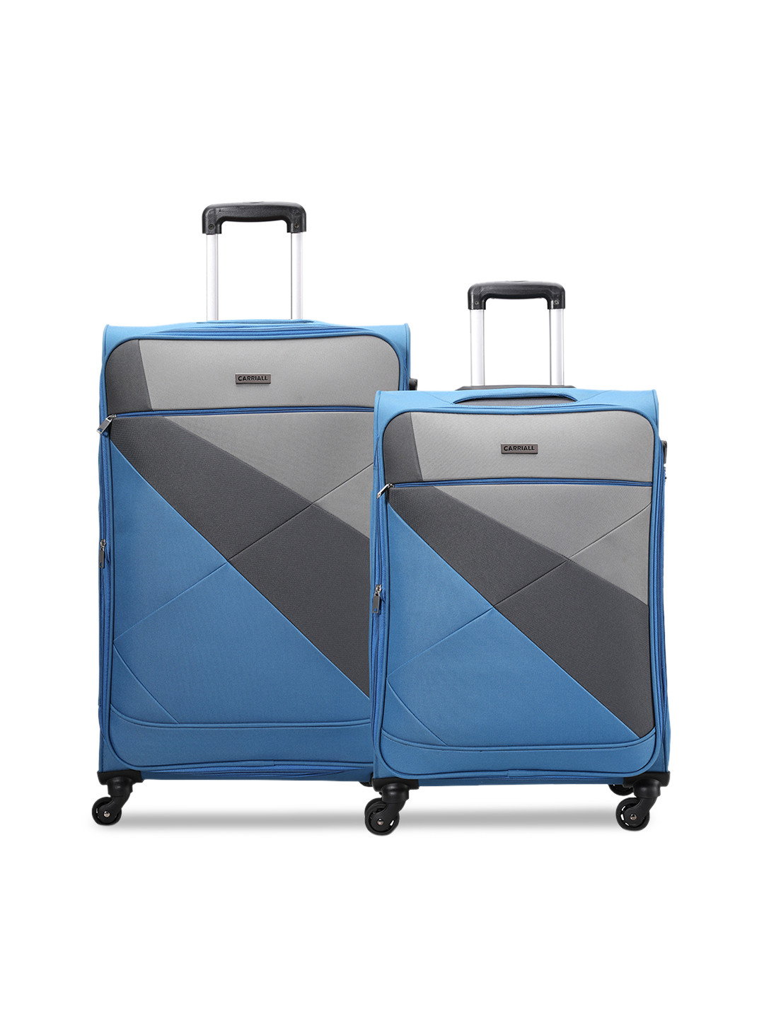 CARRIALL Set of 2 Blue & Black Colourblocked Soft-Sided Trolley Bags