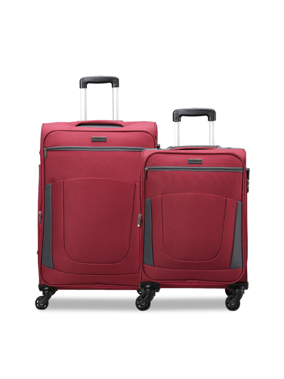 CARRIALL Set Of 2 Red Solid Soft-Sided Trolley Suitcases