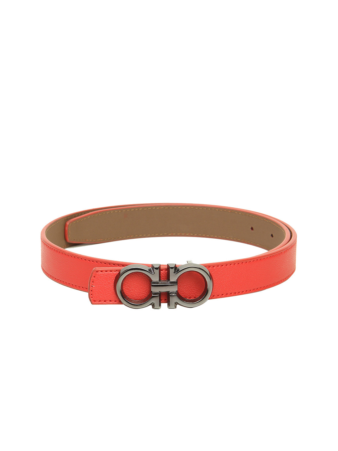 Calvadoss Girls PU Peach-Coloured Solid Belt