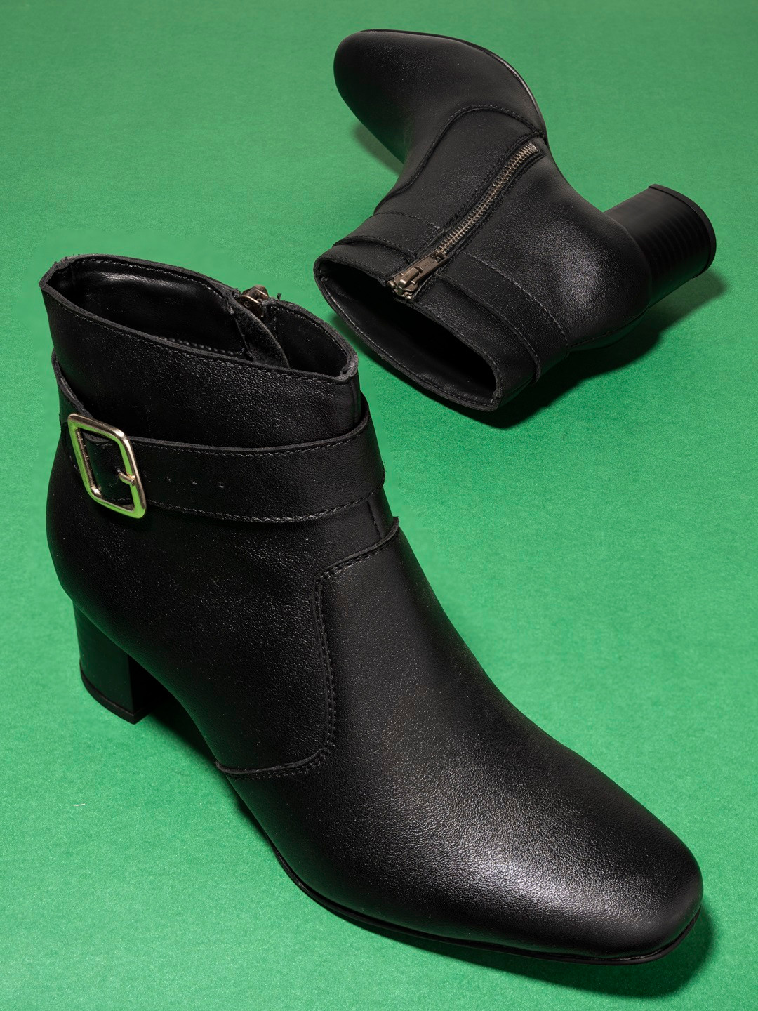 El Paso Black High-Top Block Heeled Boots