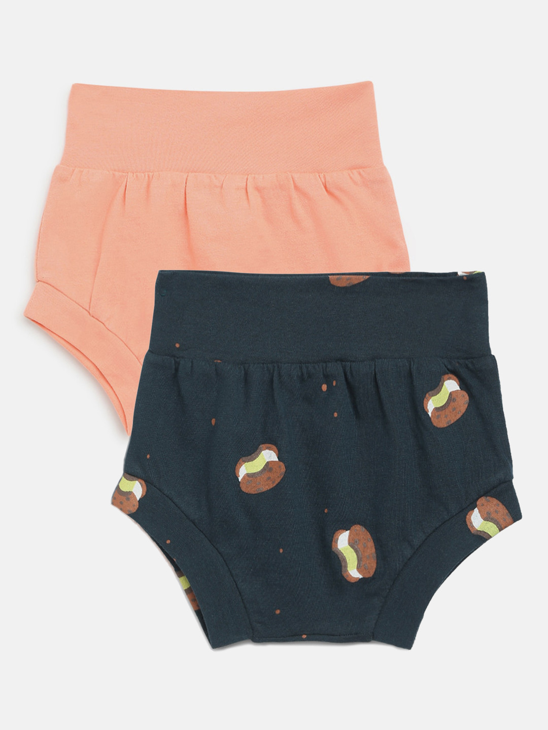 am ma Kids Set of 2 Green & Peach Printed Briefs
