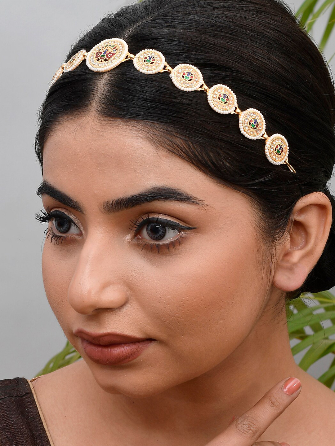 Silvermerc Designs Women Gold-Toned Peacock Traditional Hairband
