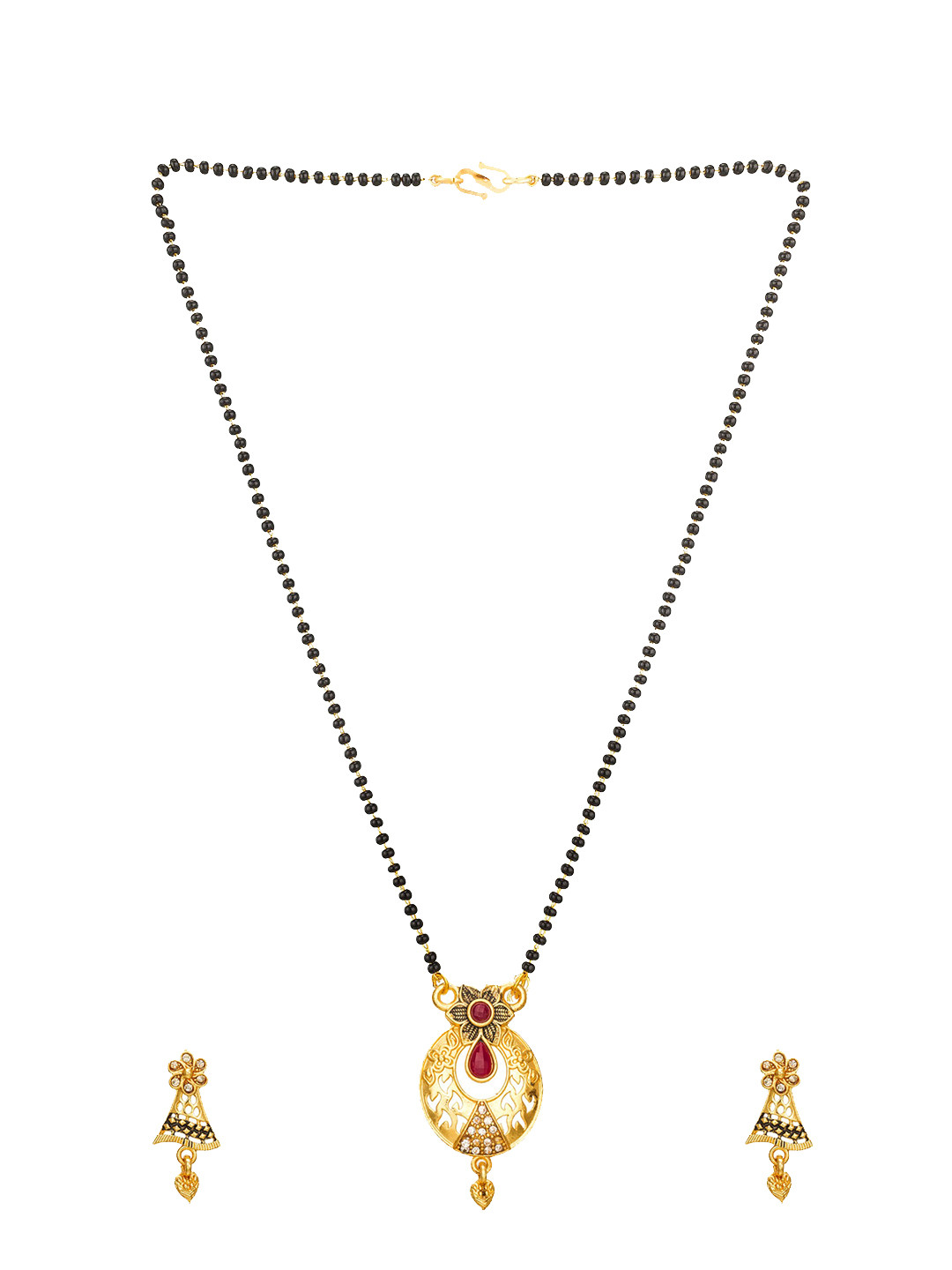 Aadita Women Gold Tone Pearl Mangalsutra with Earrings