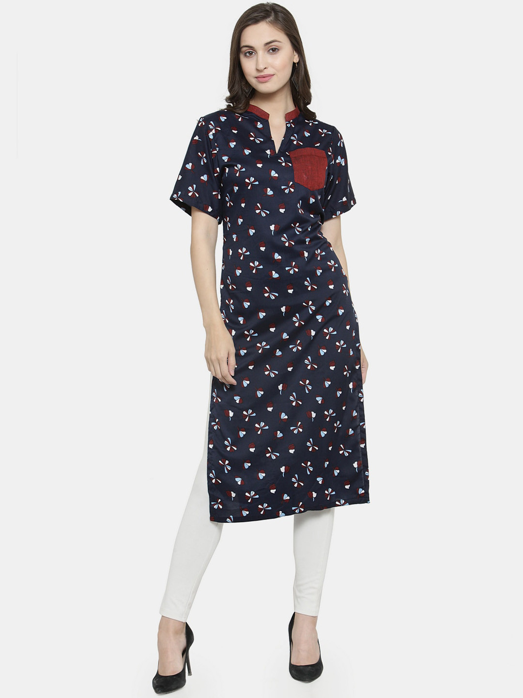 Enchanted Drapes Women Blue Floral Printed Kurta