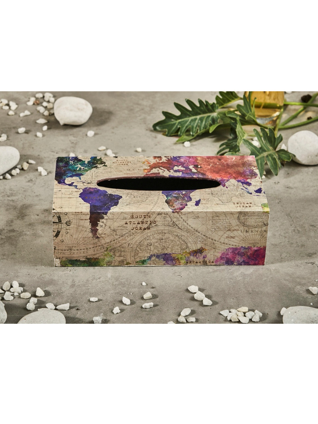 A Tiny Mistake Off-White & Purple Printed Wooden Tissue Holder