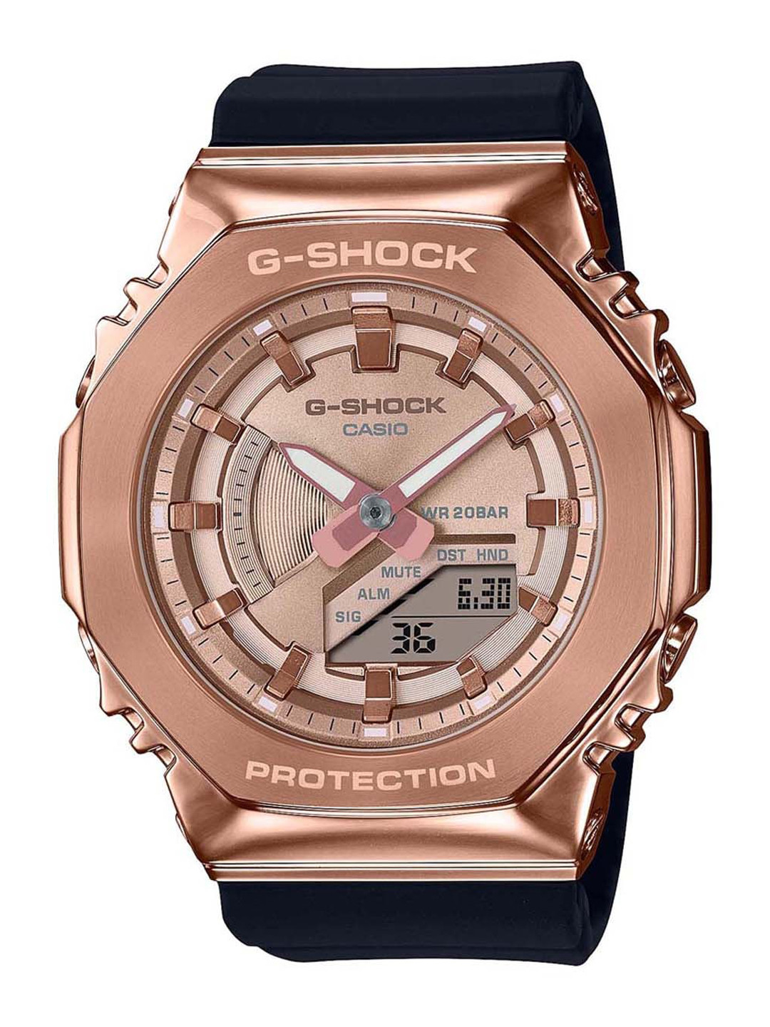 CASIO Women G-Shock G-Steel GM-S2100PG-1A4DR Rose Gold Ana-Digi Dial Resin Strap G1165