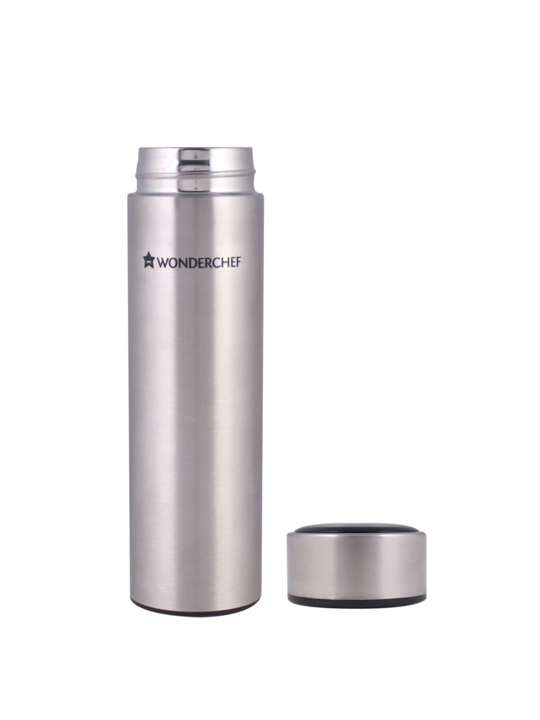 Wonderchef Nutri-Bot Silver Brand Logo Stainless Steel Double Wall Vacuum Flask - 480ml