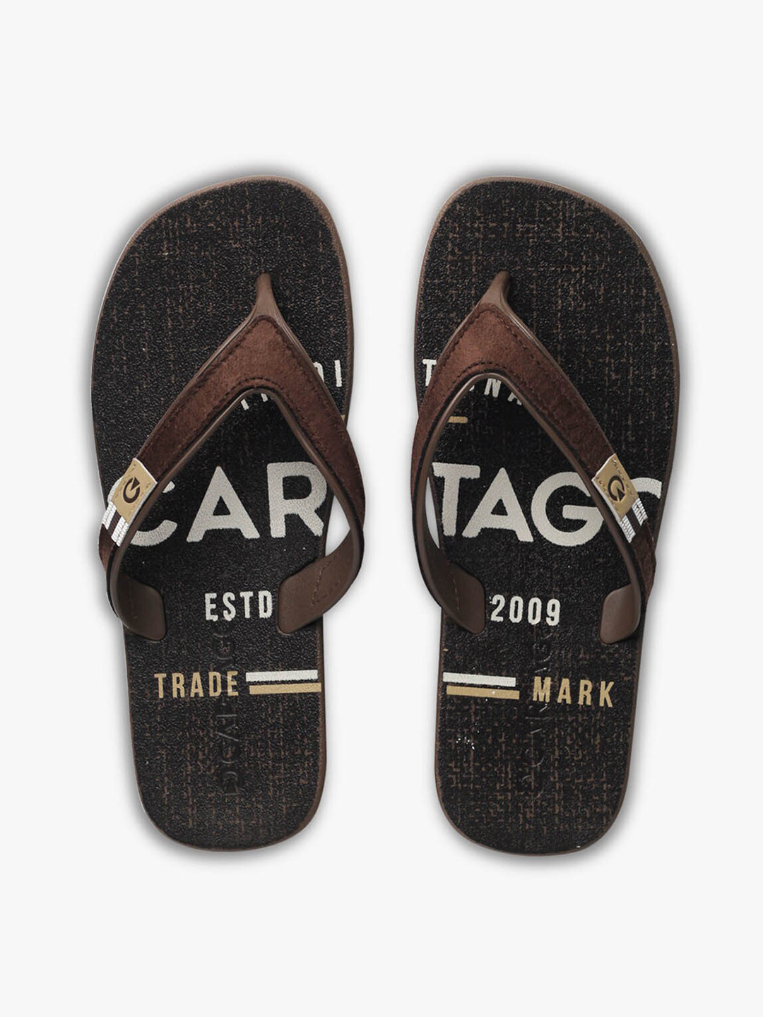 CARTAGO Men Brown Printed Thong Flip-Flops