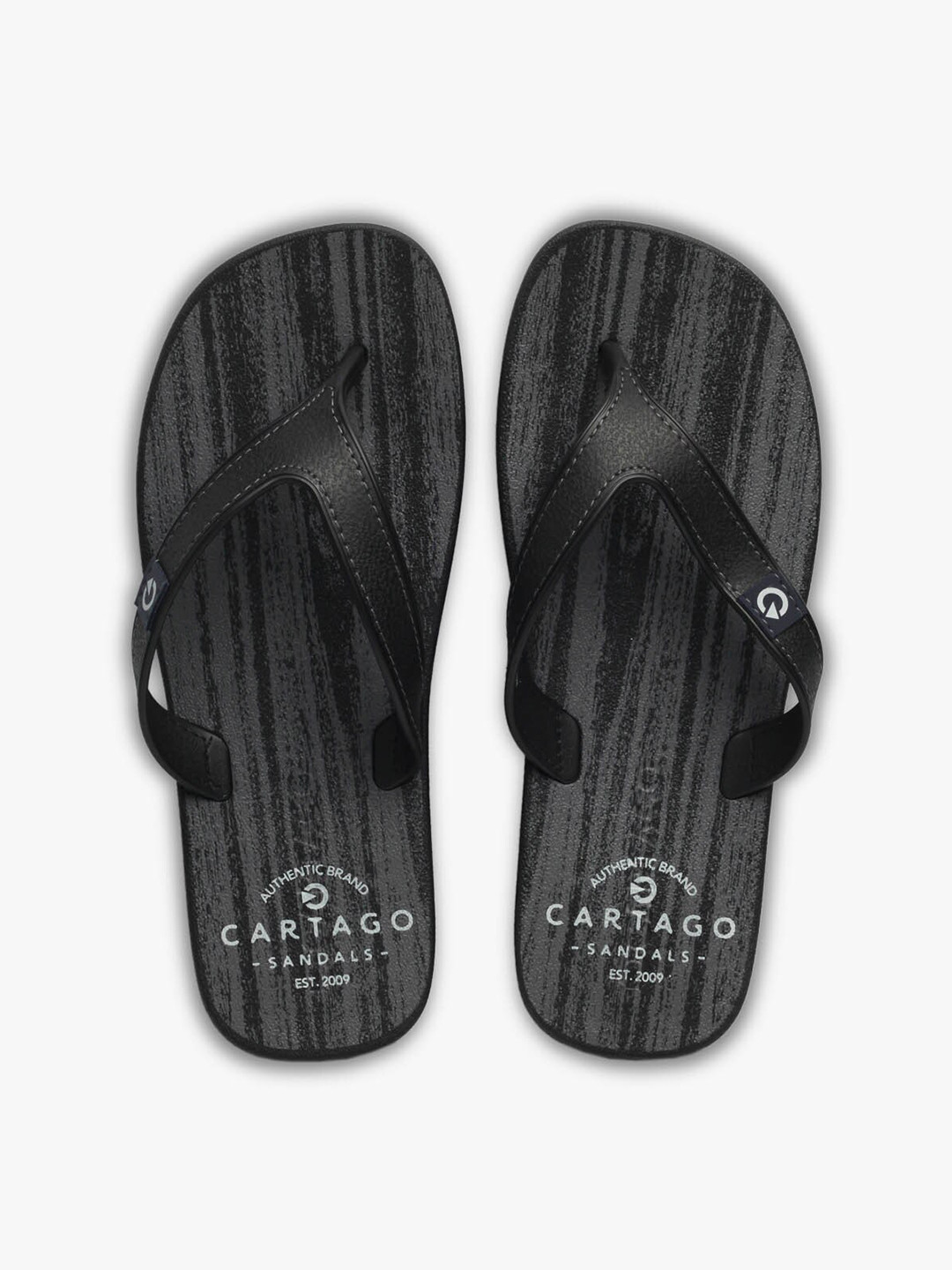 CARTAGO Men Black & Grey Printed Thong Flip-Flops