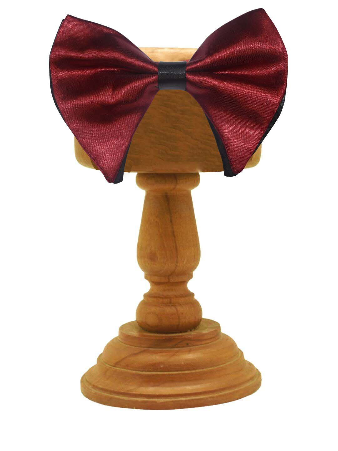 MUTAQINOTI Men Maroon & Black Bow Tie