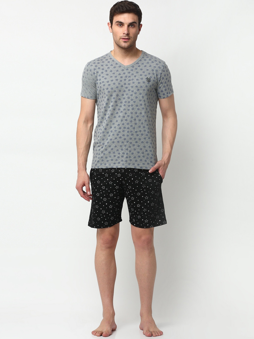 MACK Jonney Men Grey & Black Printed Track Suits